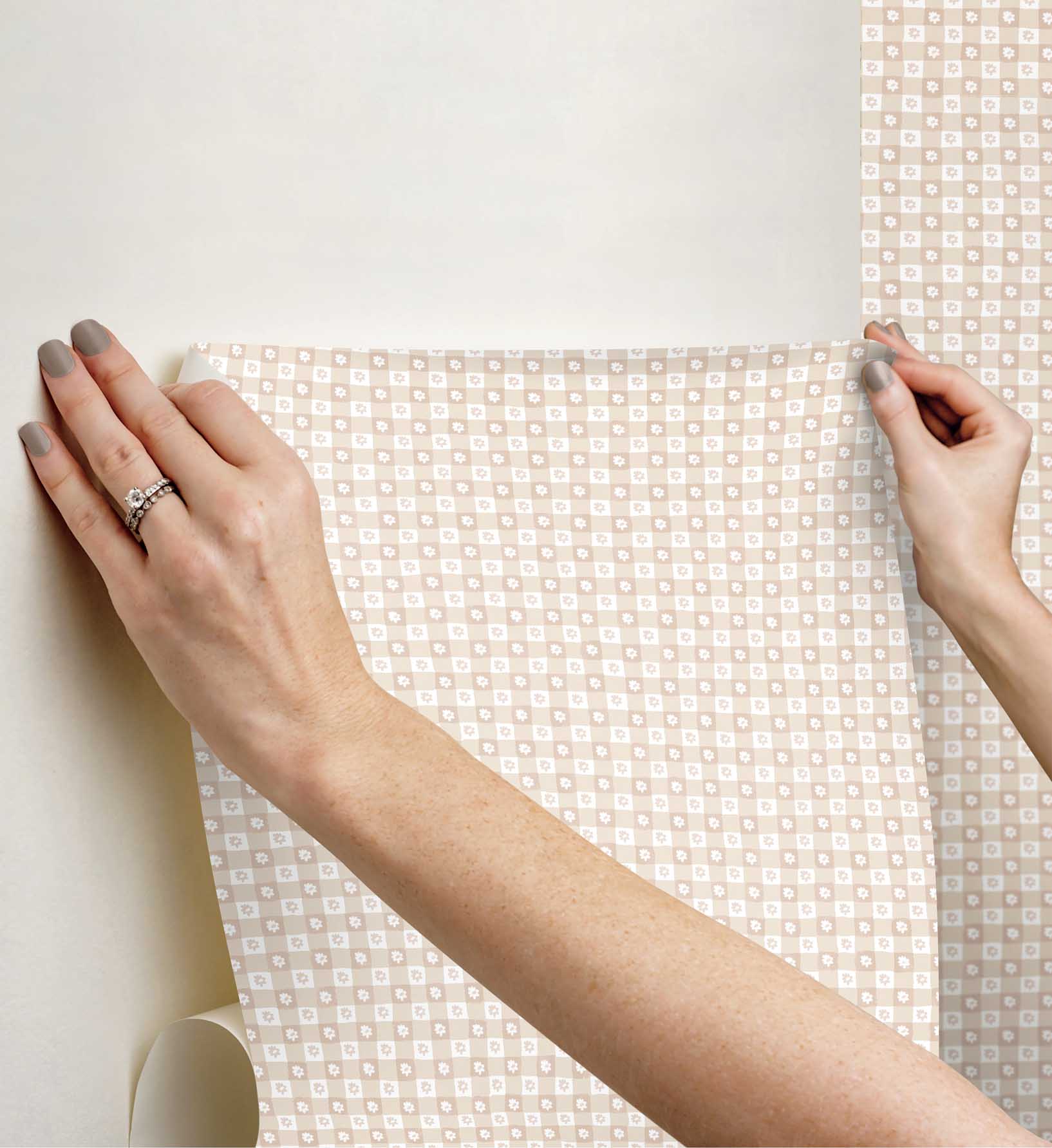 Daisy Gingham Peel & Stick Wallpaper - Blush