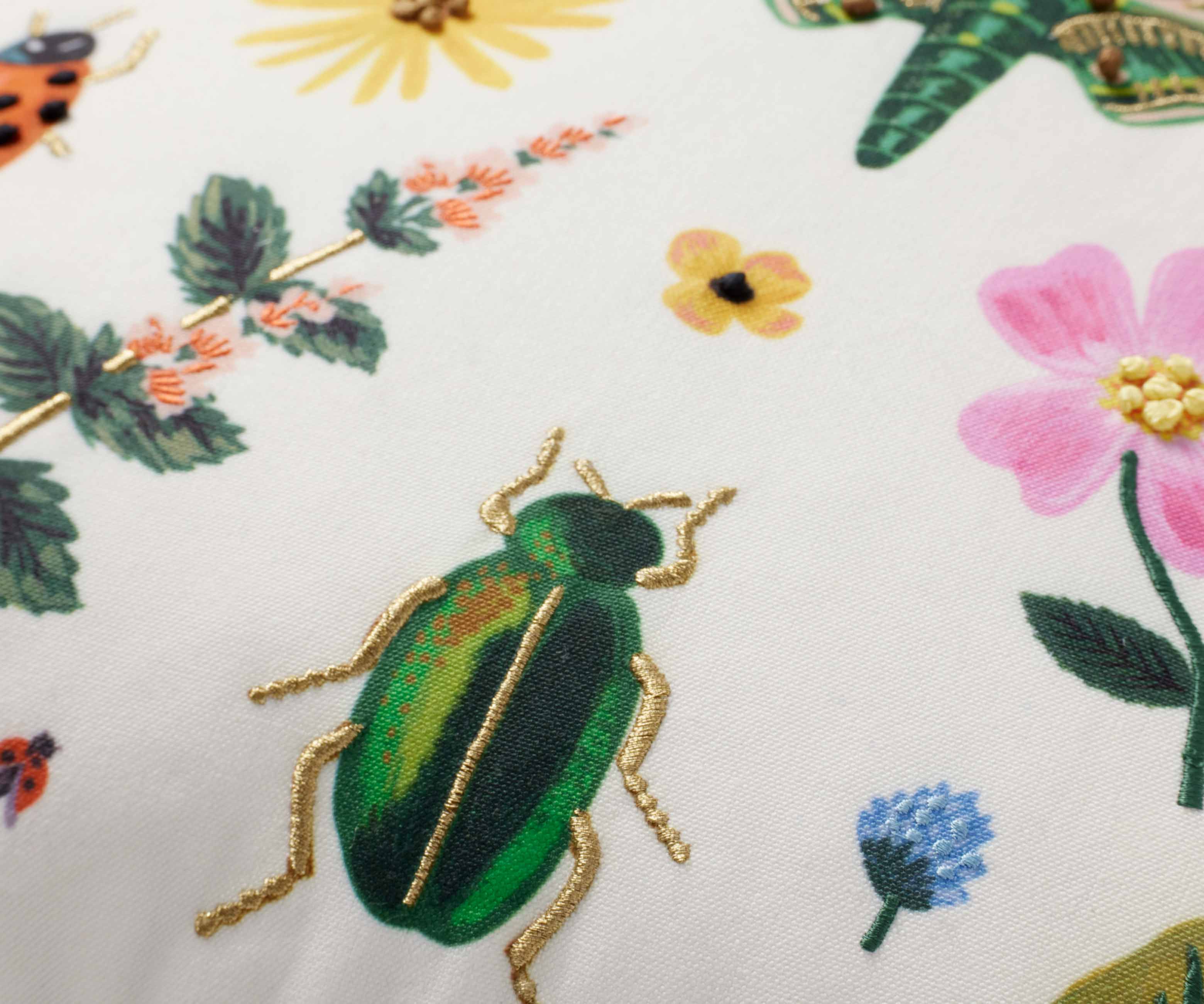 Curio Embroidered Pillow - White