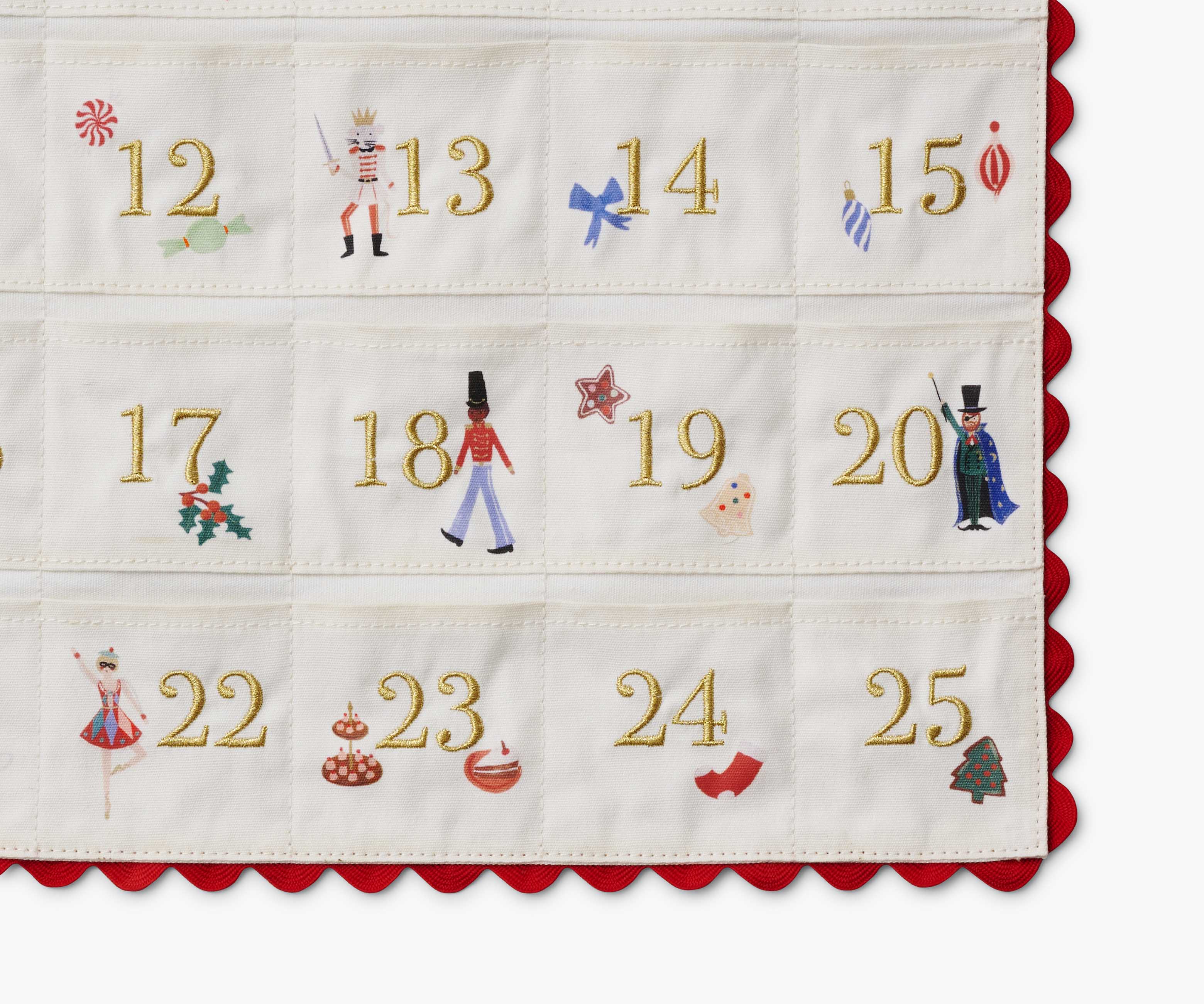 Embroidered Hanging Advent Calendar - Nutcracker