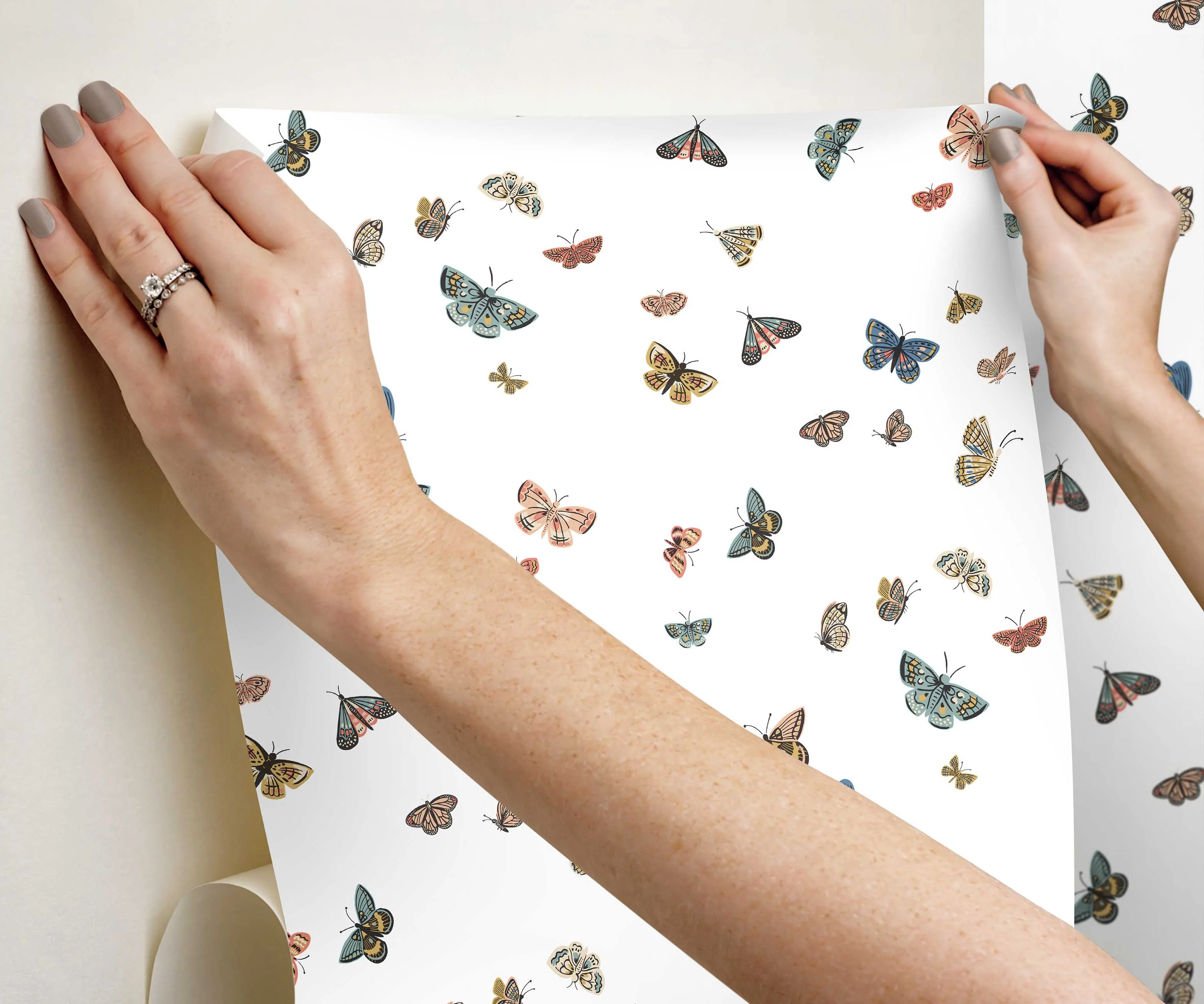 Butterfly House Peel & Stick Wallpaper - White