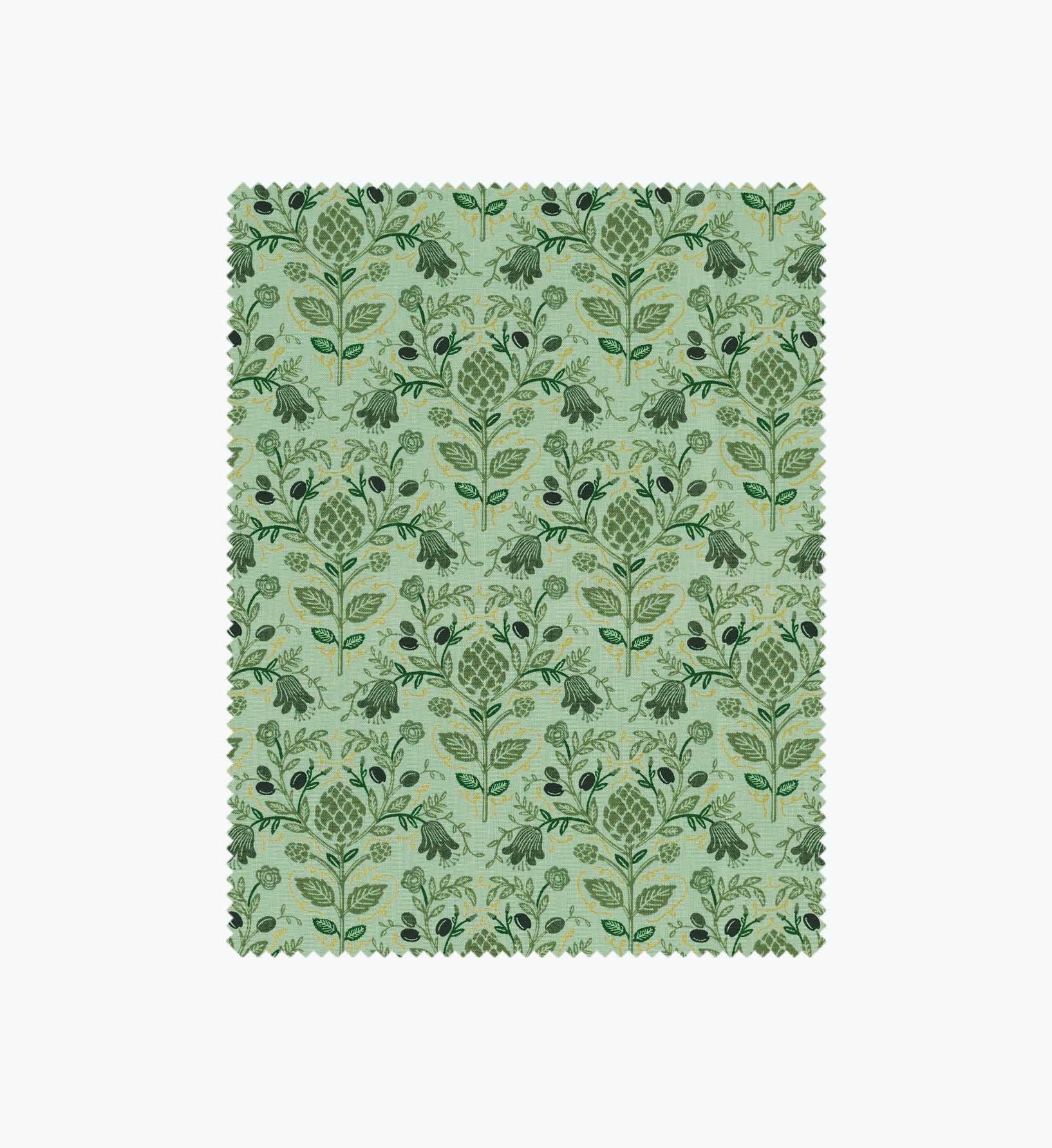 Artichoke Cotton Metallic Fabric - Sage