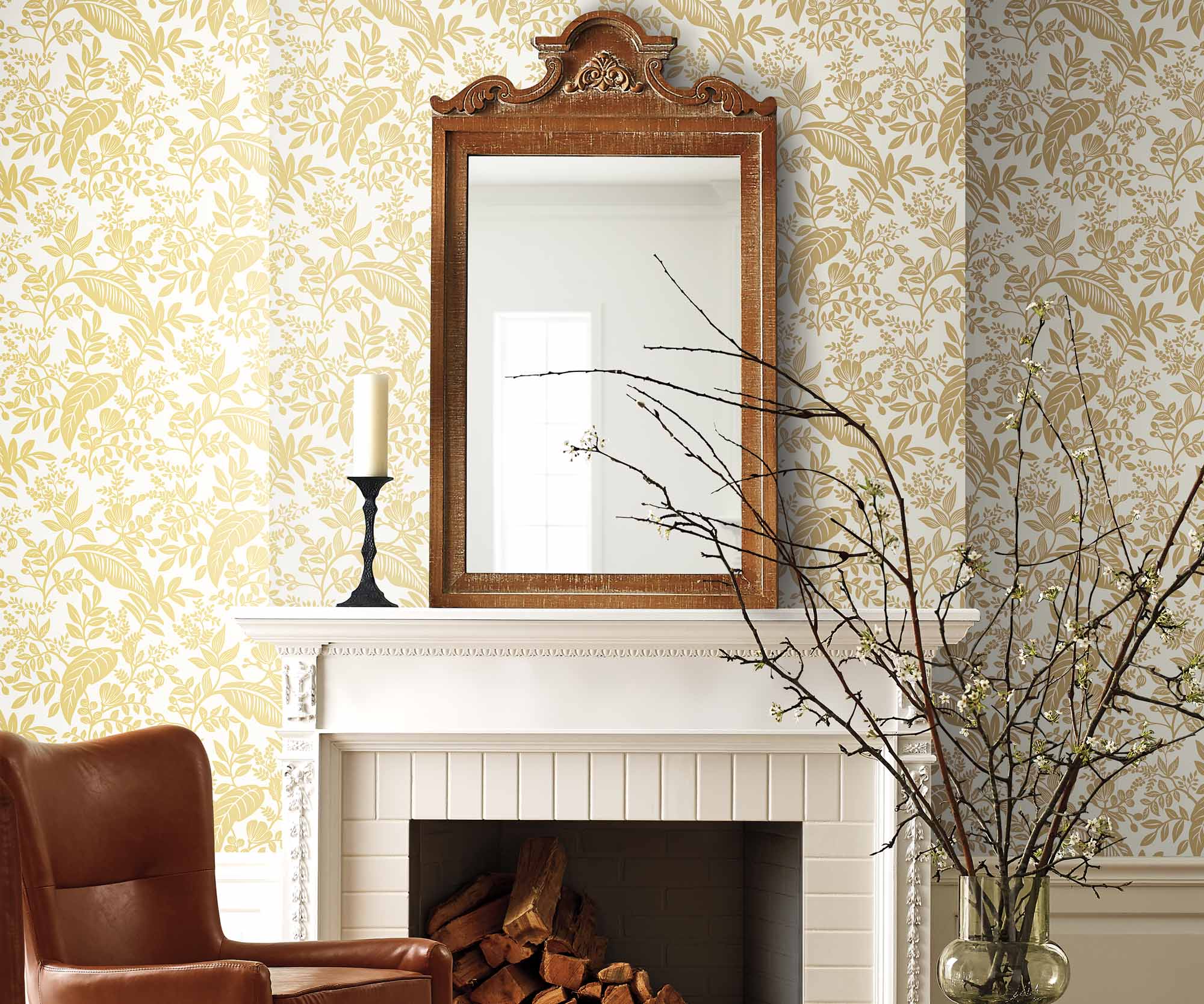 Canopy Wallpaper - Metallic Gold & White